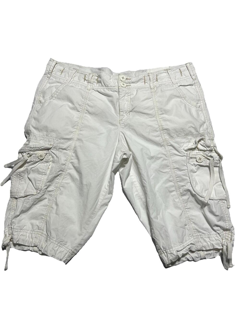 Y2K Calvin Klein Cargo Capri White Gorpcore Women Large Parachute Utility Street